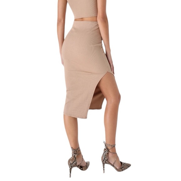 Lulu’s Set For Life Tan Bodycon Midi Skirt—M - Picture 1 of 12